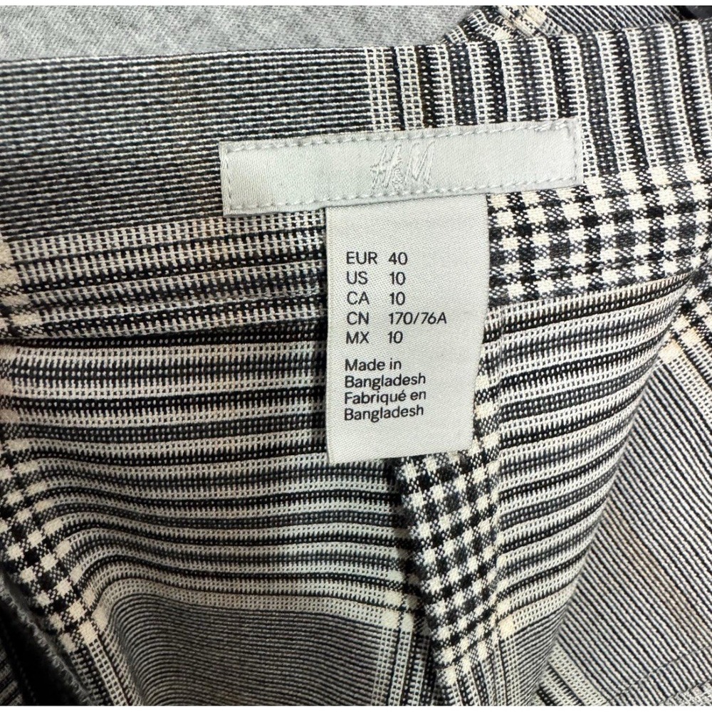 H&M Grey Plaid Academia Office Career Pencil Skirt Black Buttons Size 10 EUC - Picture 7 of 8